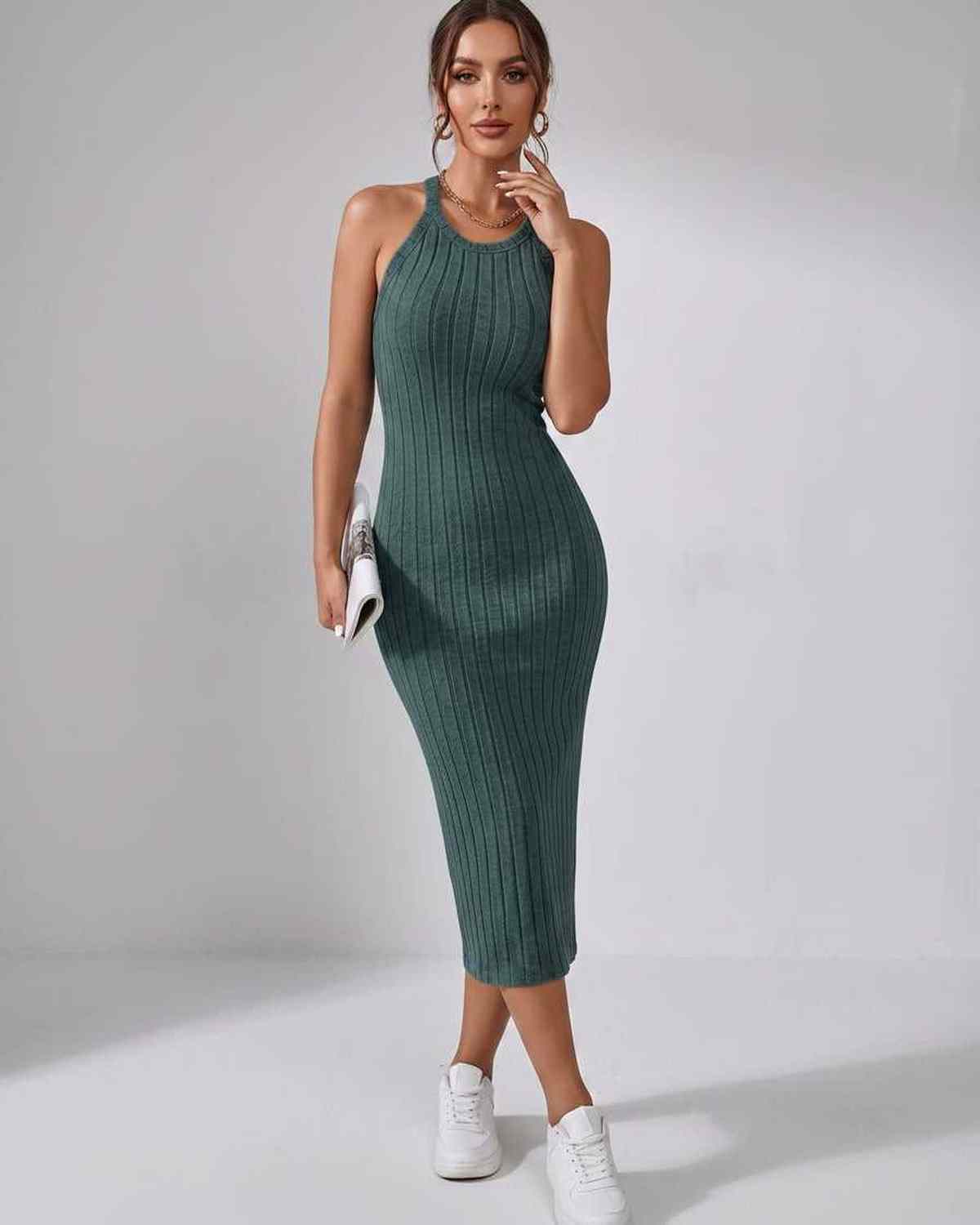 Sanne | Elegant Ribbed Knit Midi Dress