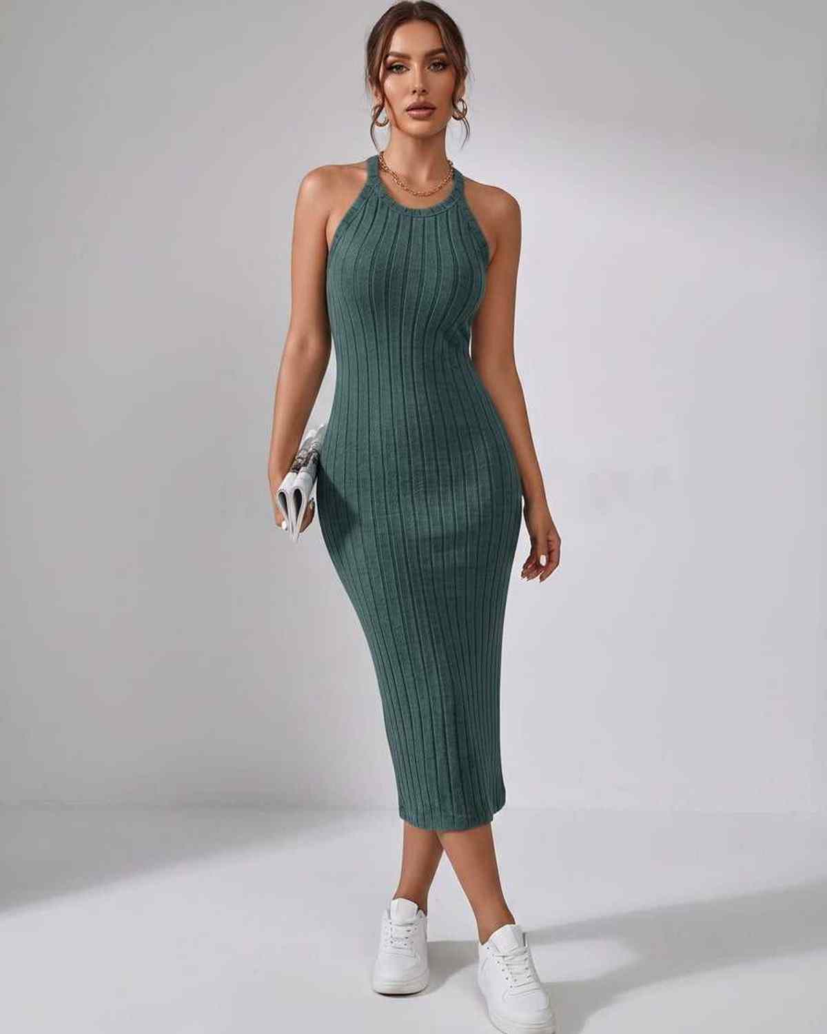 Sanne | Elegant Ribbed Knit Midi Dress