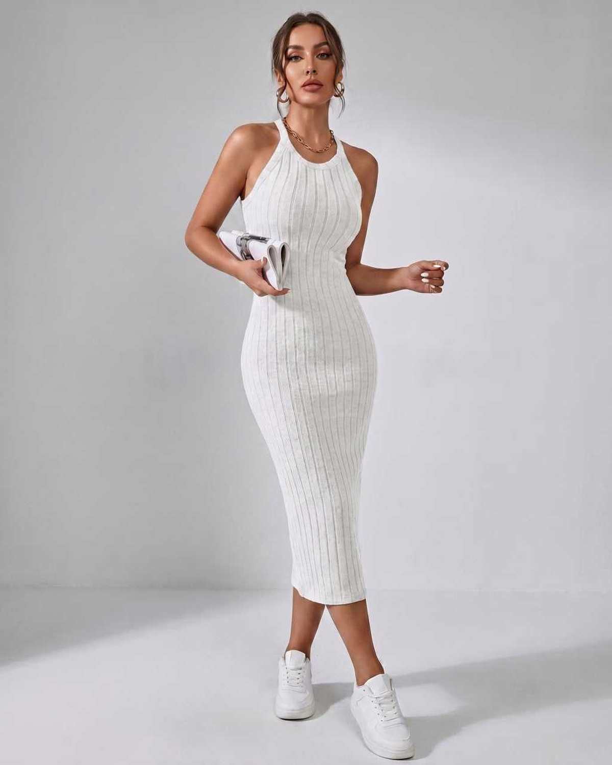 Sanne | Elegant Ribbed Knit Midi Dress