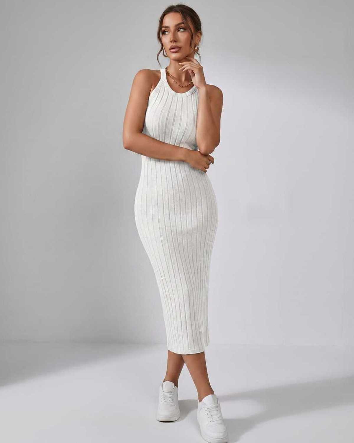 Sanne | Elegant Ribbed Knit Midi Dress