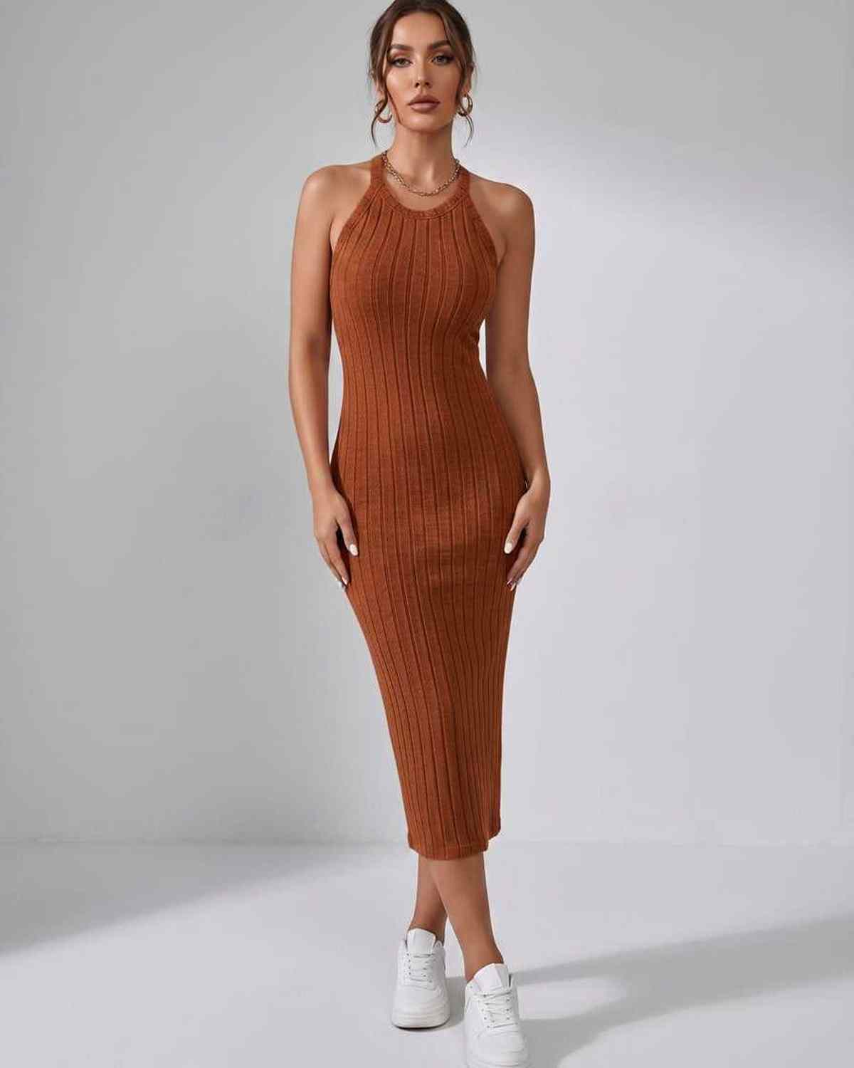 Sanne | Elegant Ribbed Knit Midi Dress
