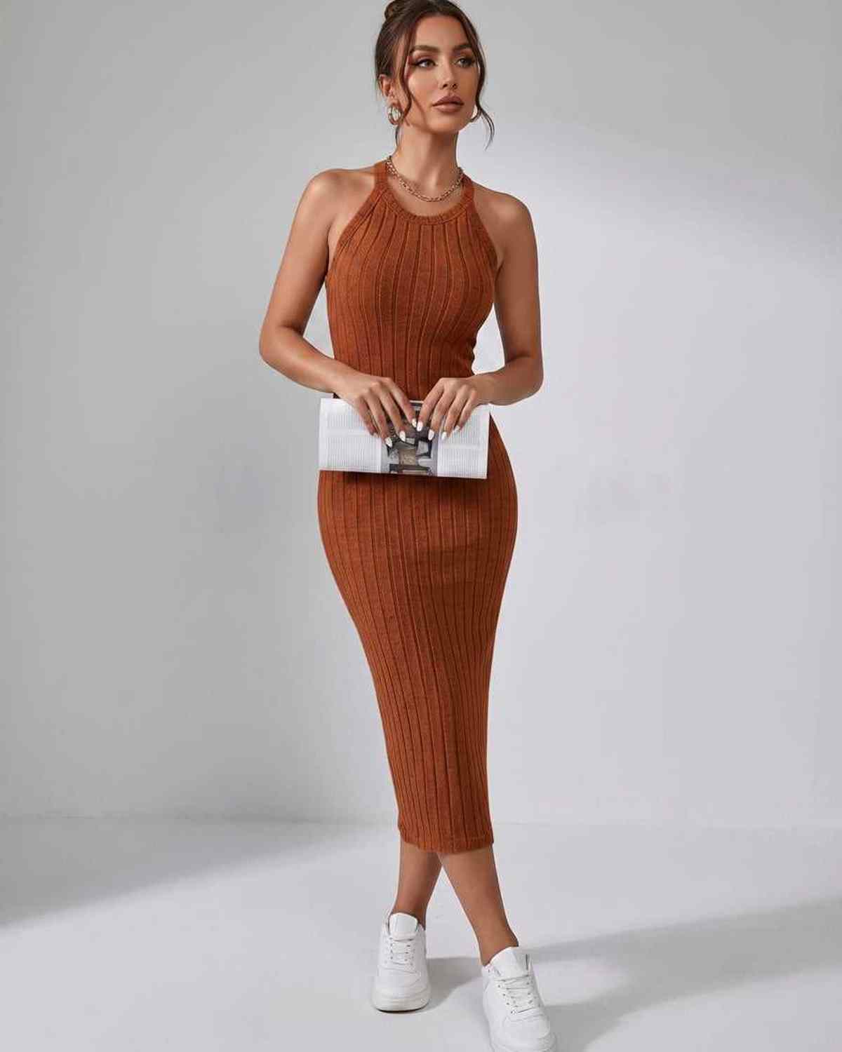 Sanne | Elegant Ribbed Knit Midi Dress