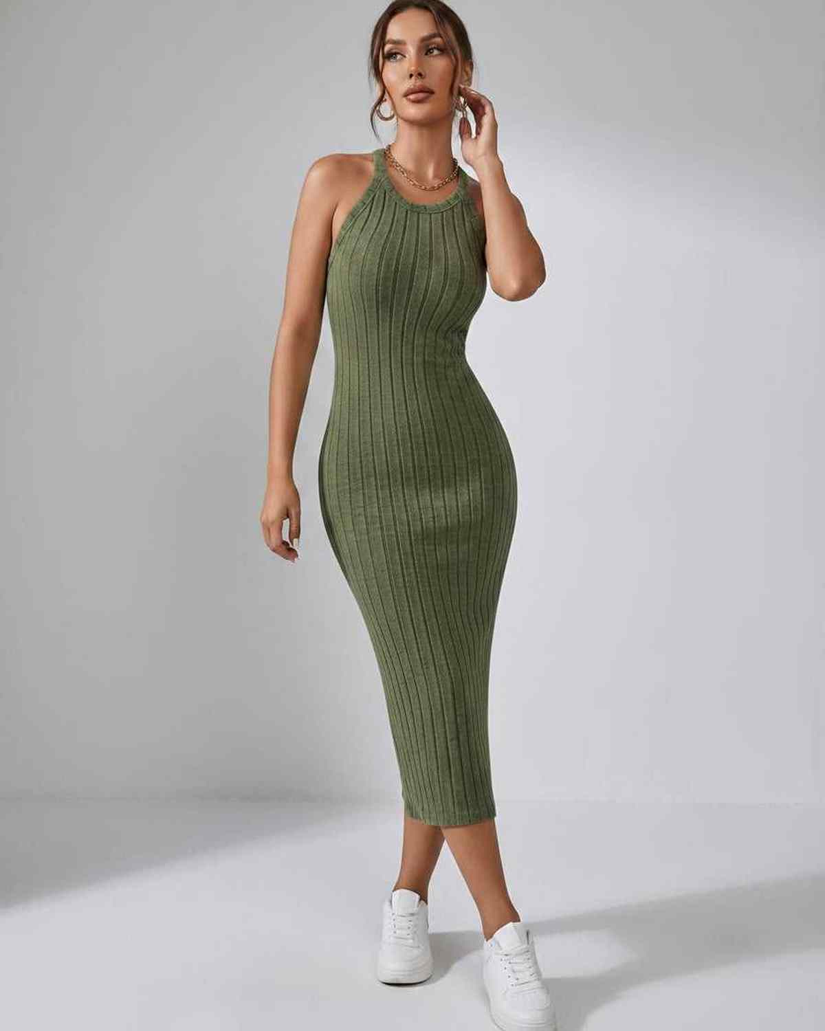 Sanne | Elegant Ribbed Knit Midi Dress