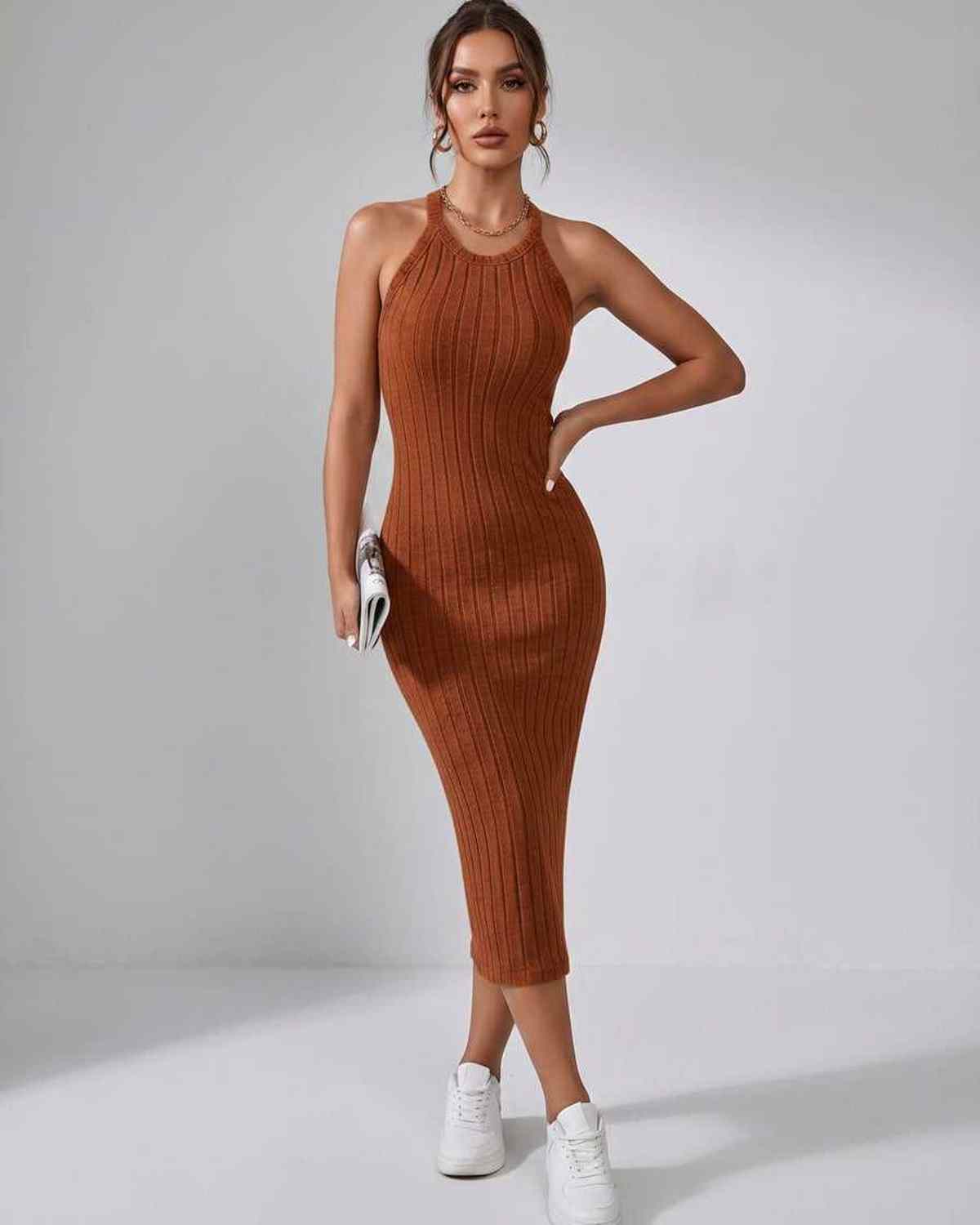 Sanne | Elegant Ribbed Knit Midi Dress