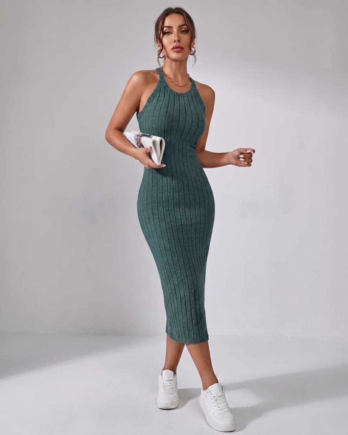 Sanne | Elegant Ribbed Knit Midi Dress