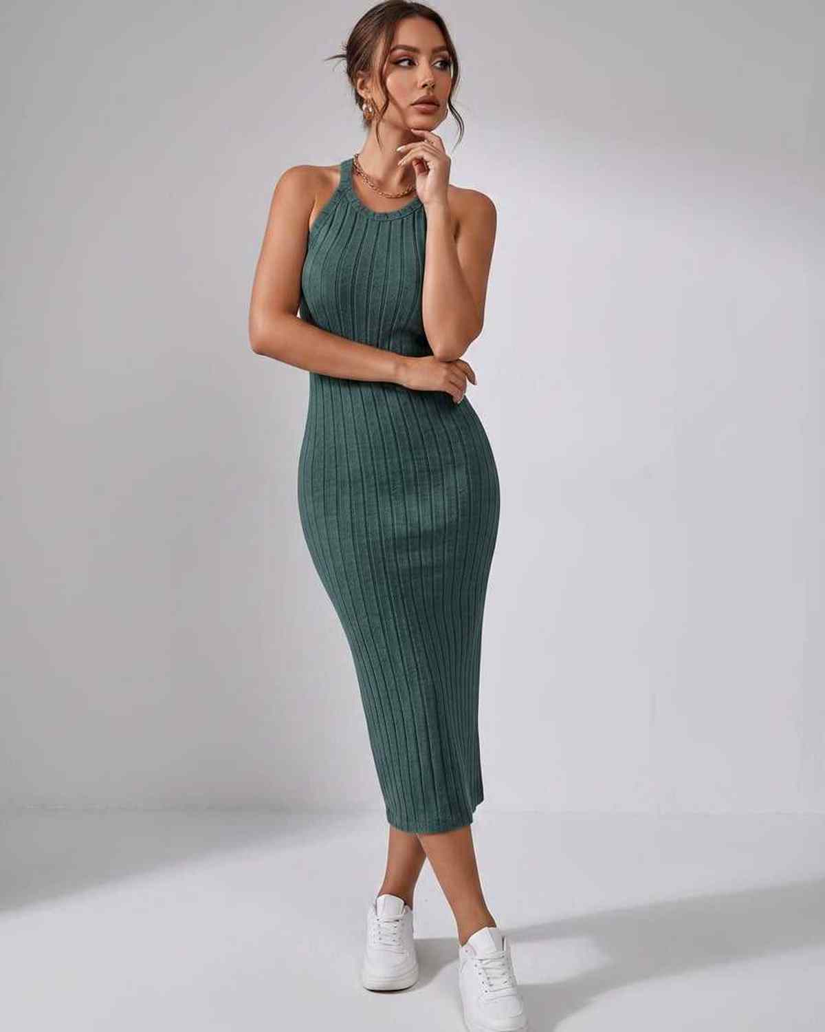 Sanne | Elegant Ribbed Knit Midi Dress