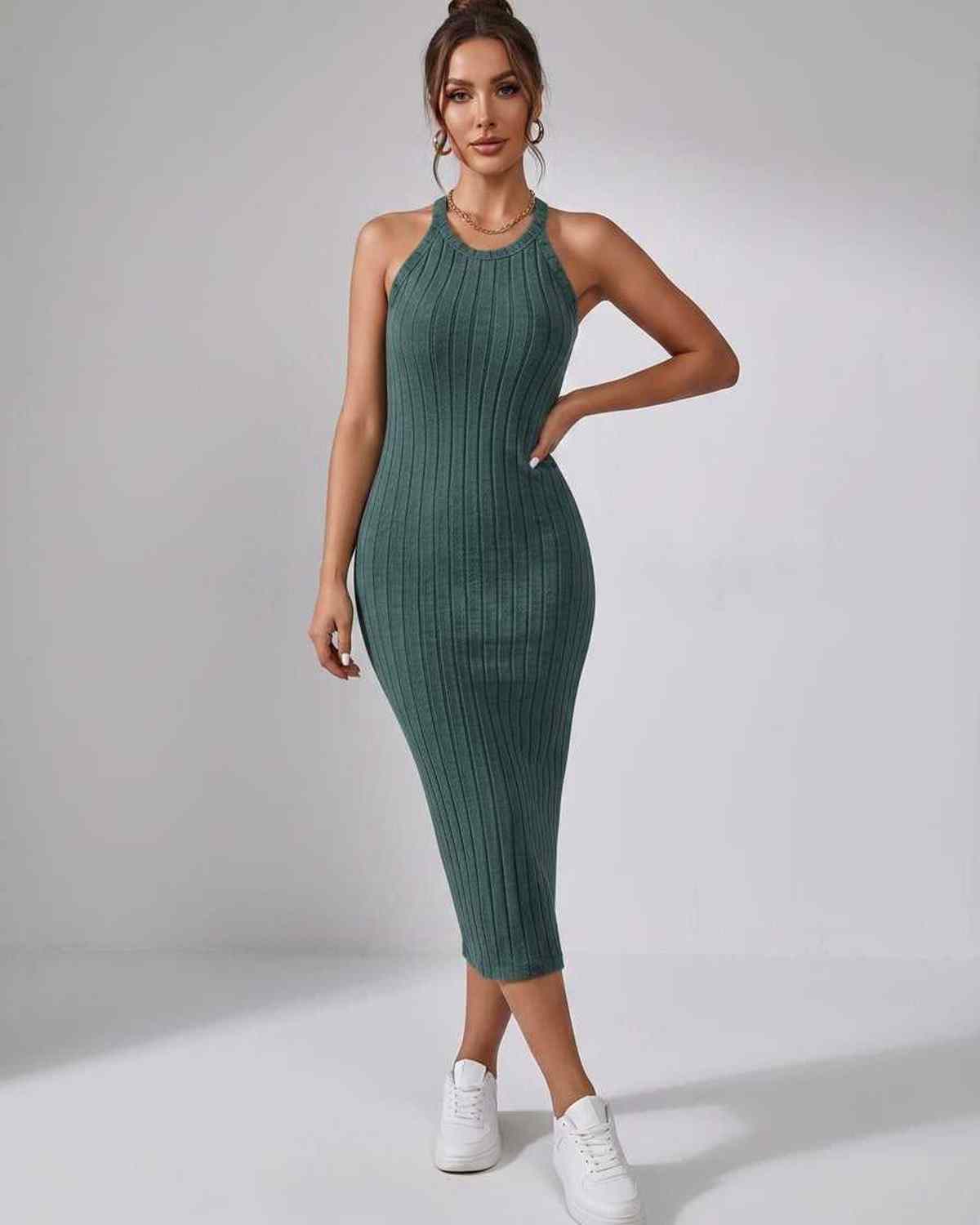Sanne | Elegant Ribbed Knit Midi Dress