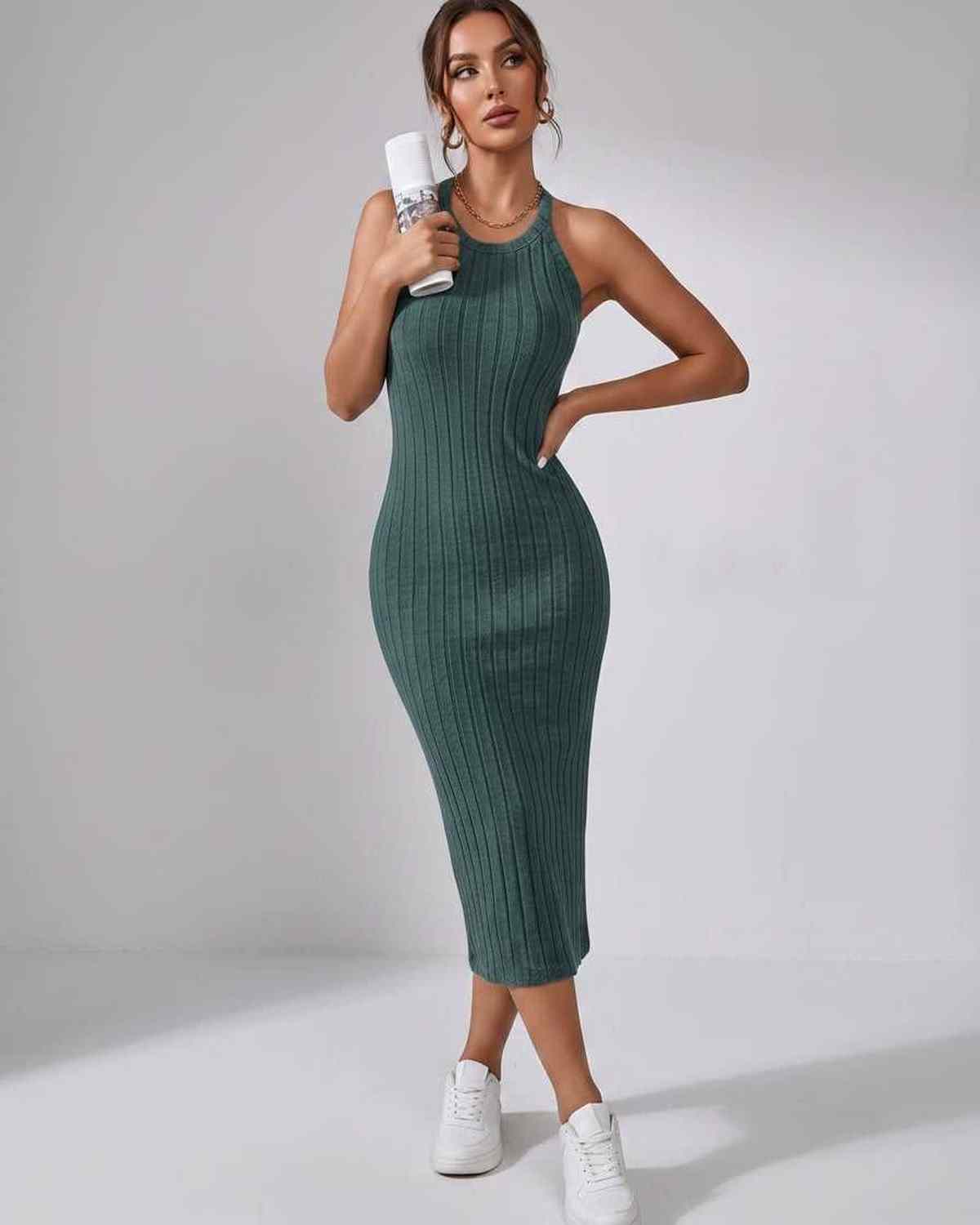 Sanne | Elegant Ribbed Knit Midi Dress