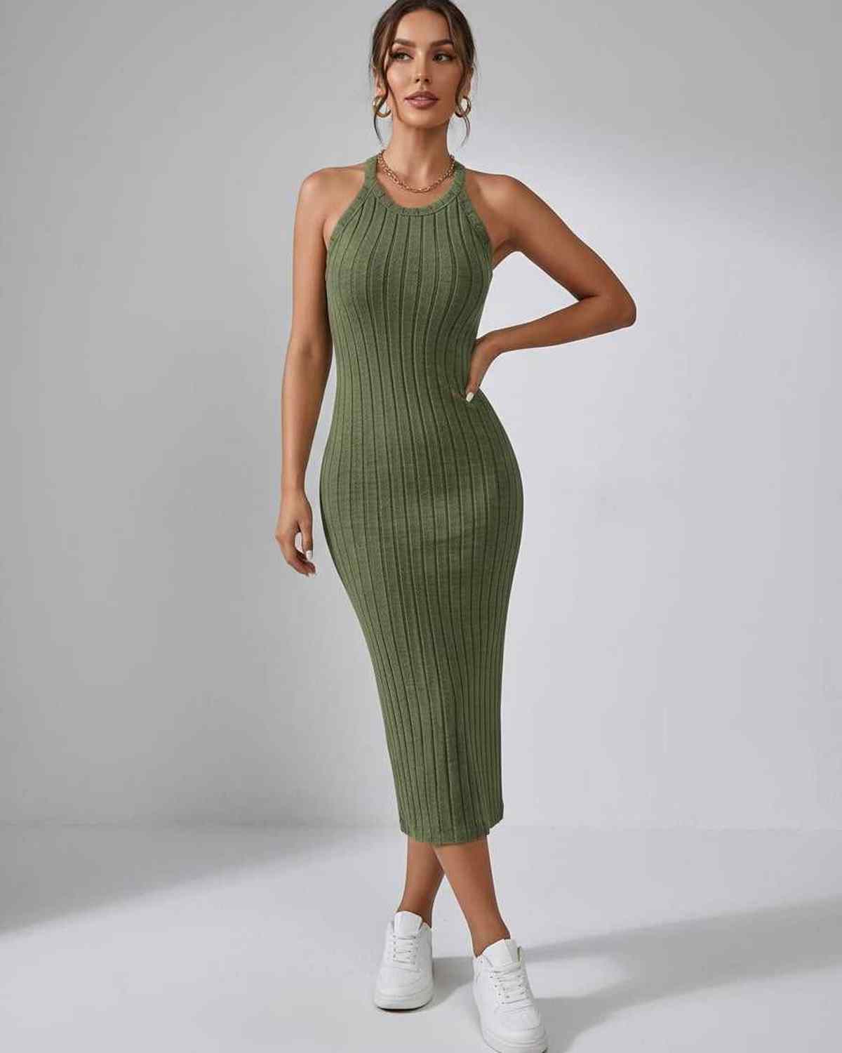 Sanne | Elegant Ribbed Knit Midi Dress