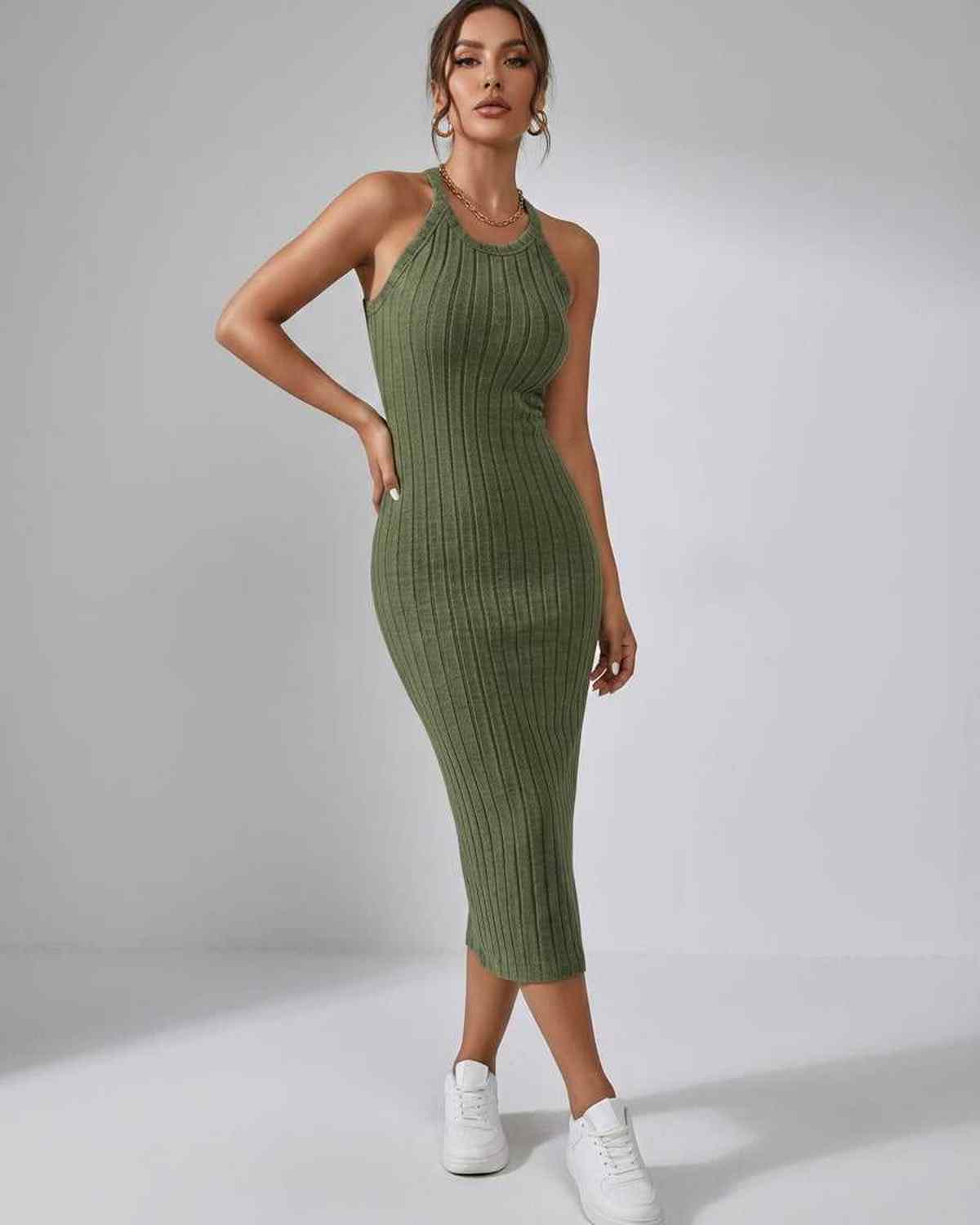 Sanne | Elegant Ribbed Knit Midi Dress
