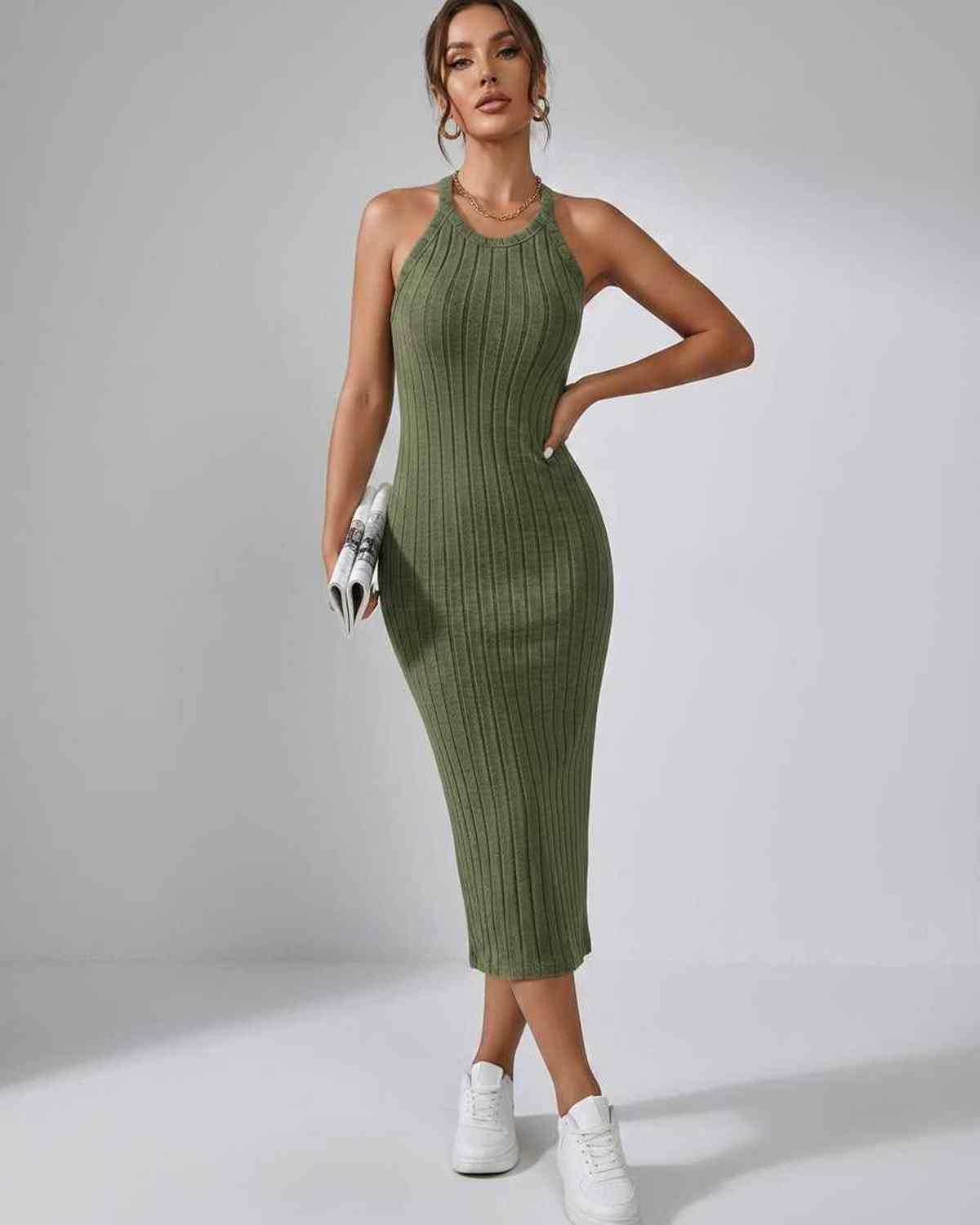 Sanne | Elegant Ribbed Knit Midi Dress