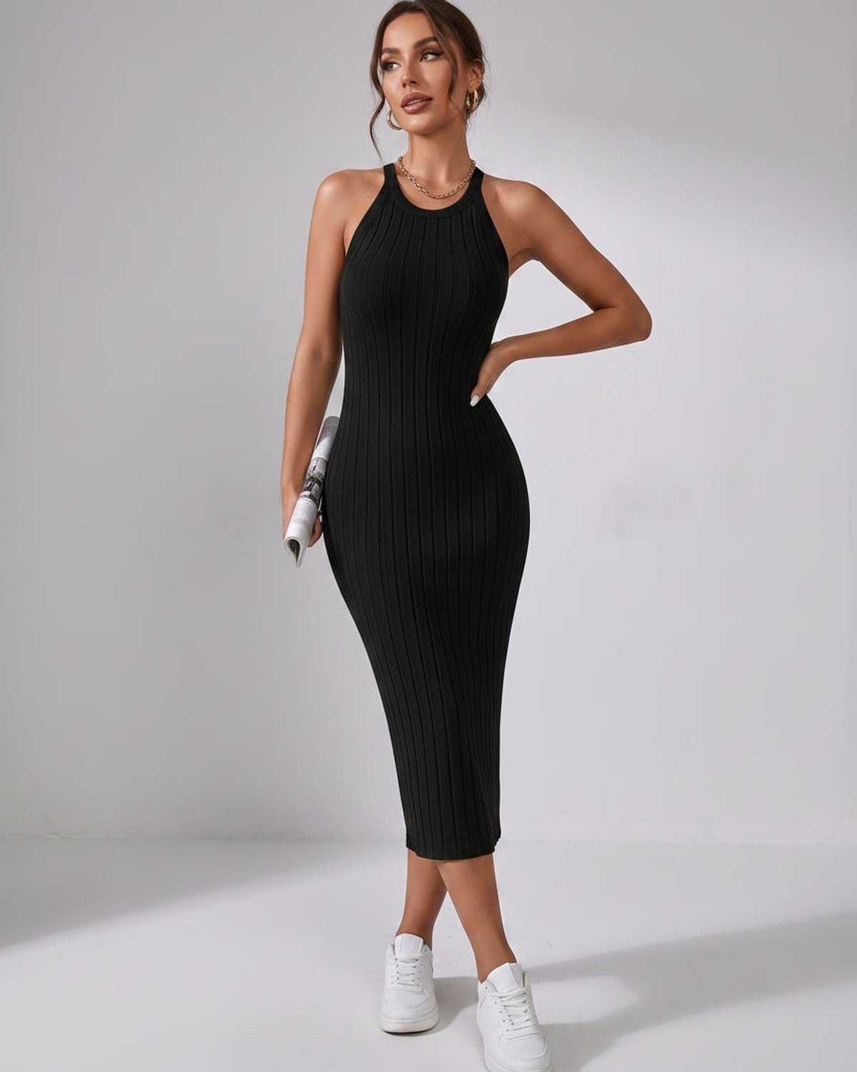 Sanne | Elegant Ribbed Knit Midi Dress
