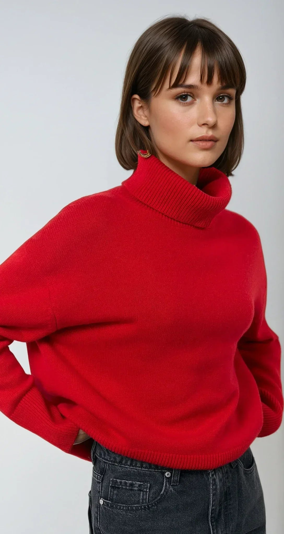 Women's Oversized Roll-Neck Knitted Jumper