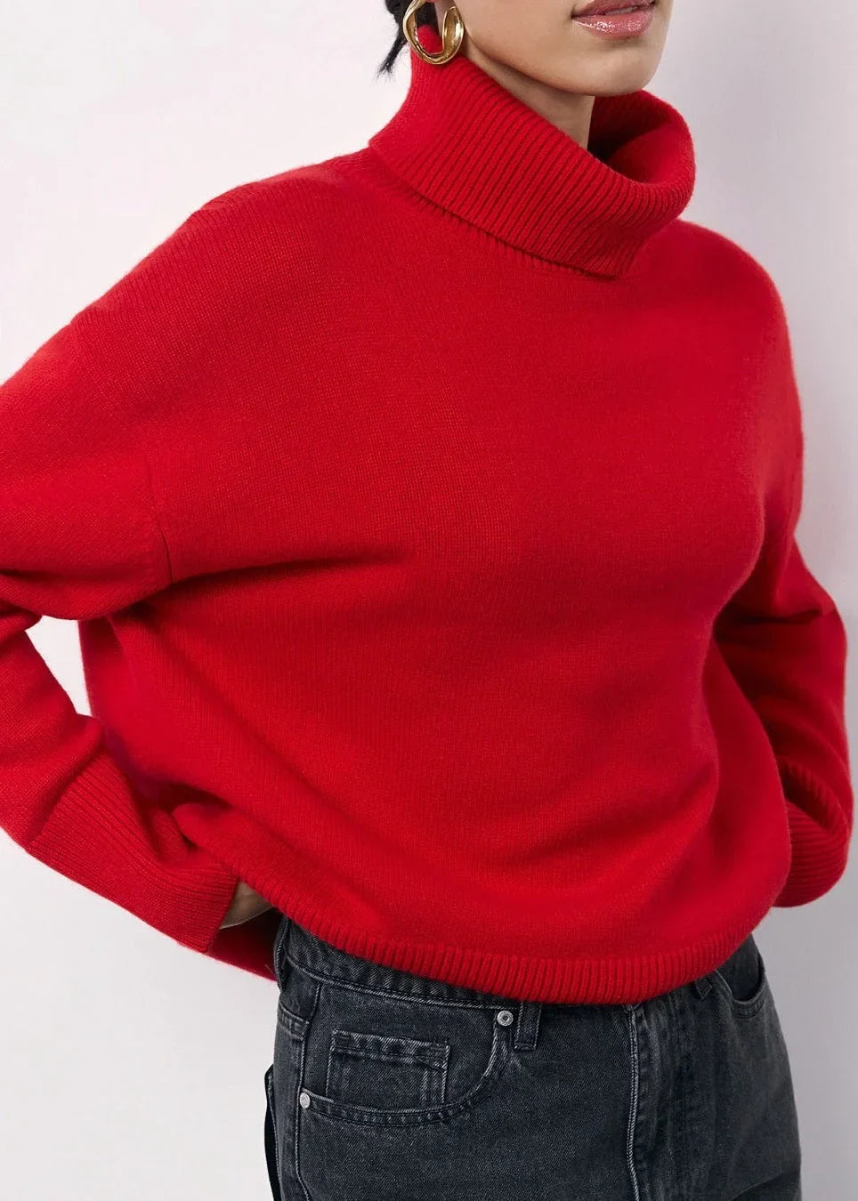 Women's Oversized Roll-Neck Knitted Jumper