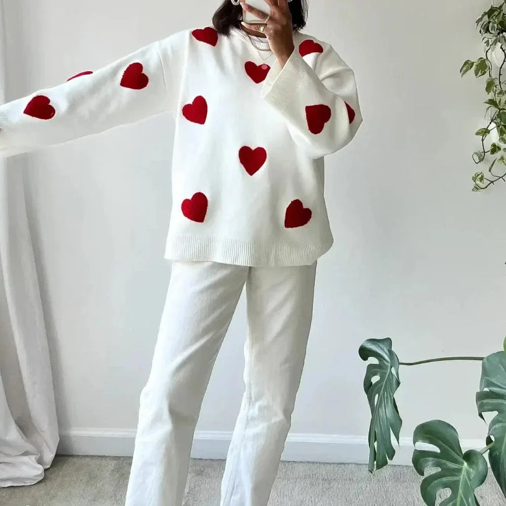 Hallie | Women's Relaxed Heart Motif Jumper