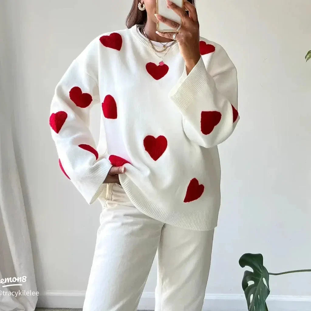 Hallie | Women's Relaxed Heart Motif Jumper