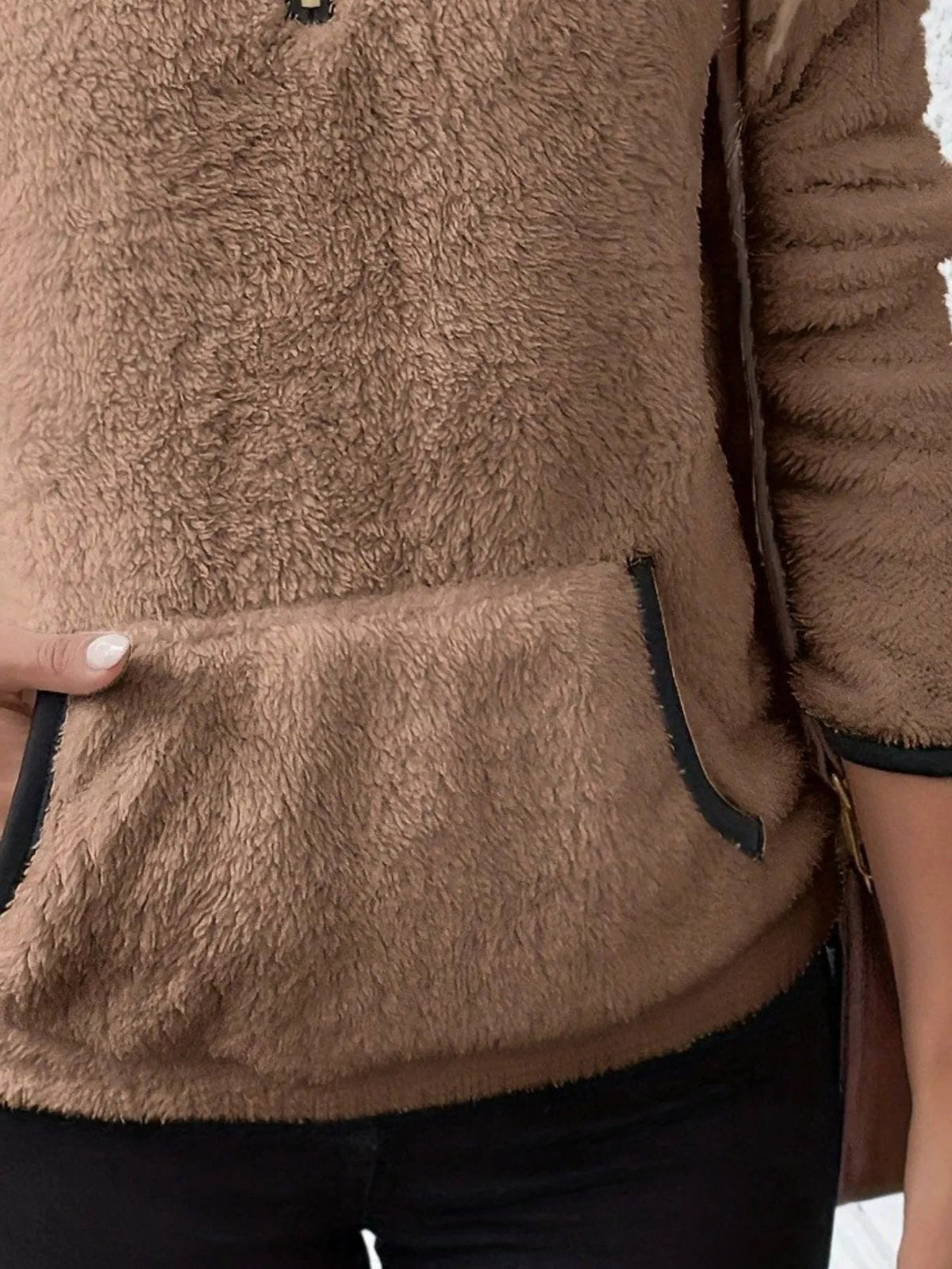 Women's Sherpa Fleece Half-Zip Kangaroo Pocket Pullover