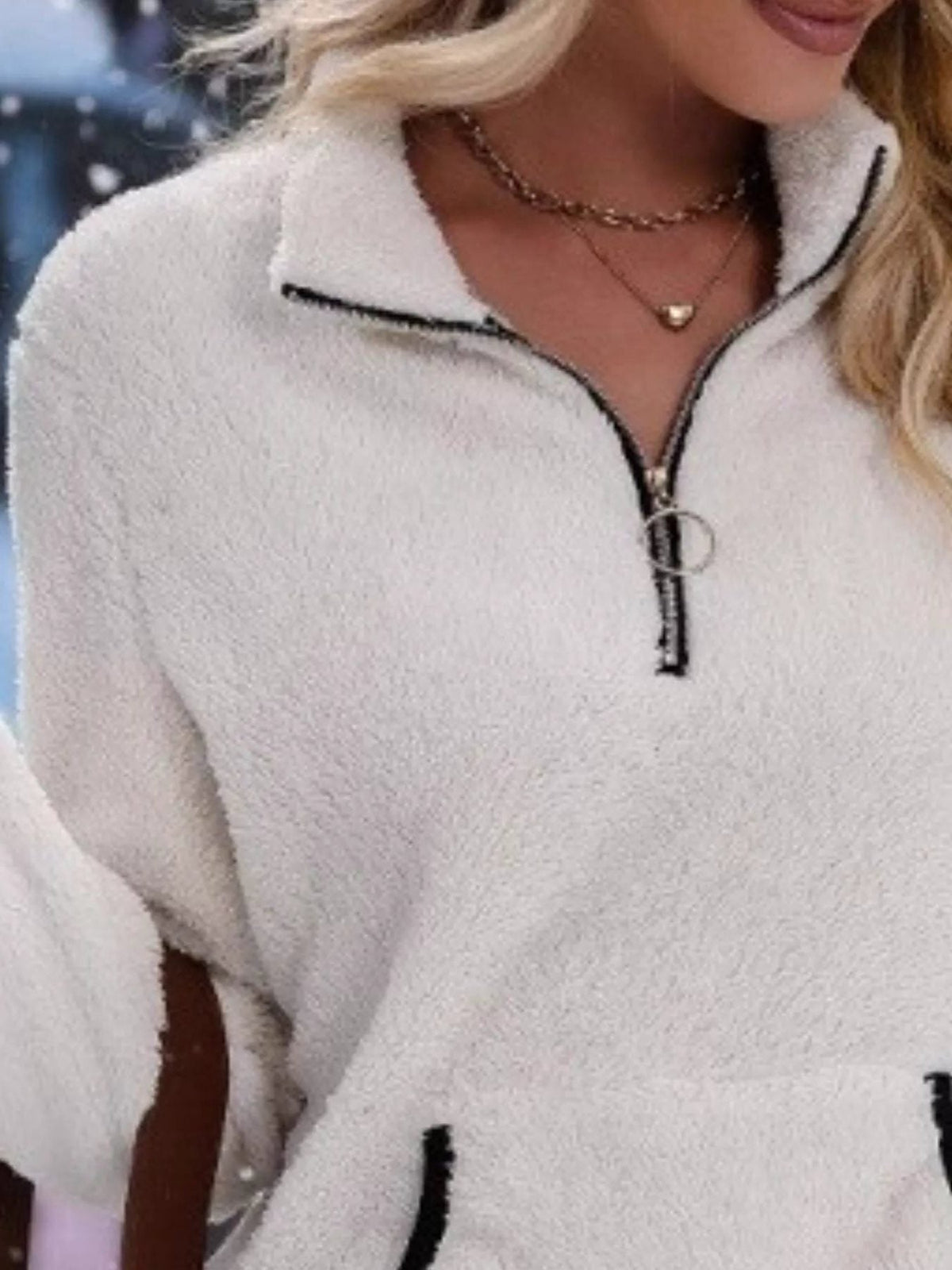 Women's Sherpa Fleece Half-Zip Kangaroo Pocket Pullover