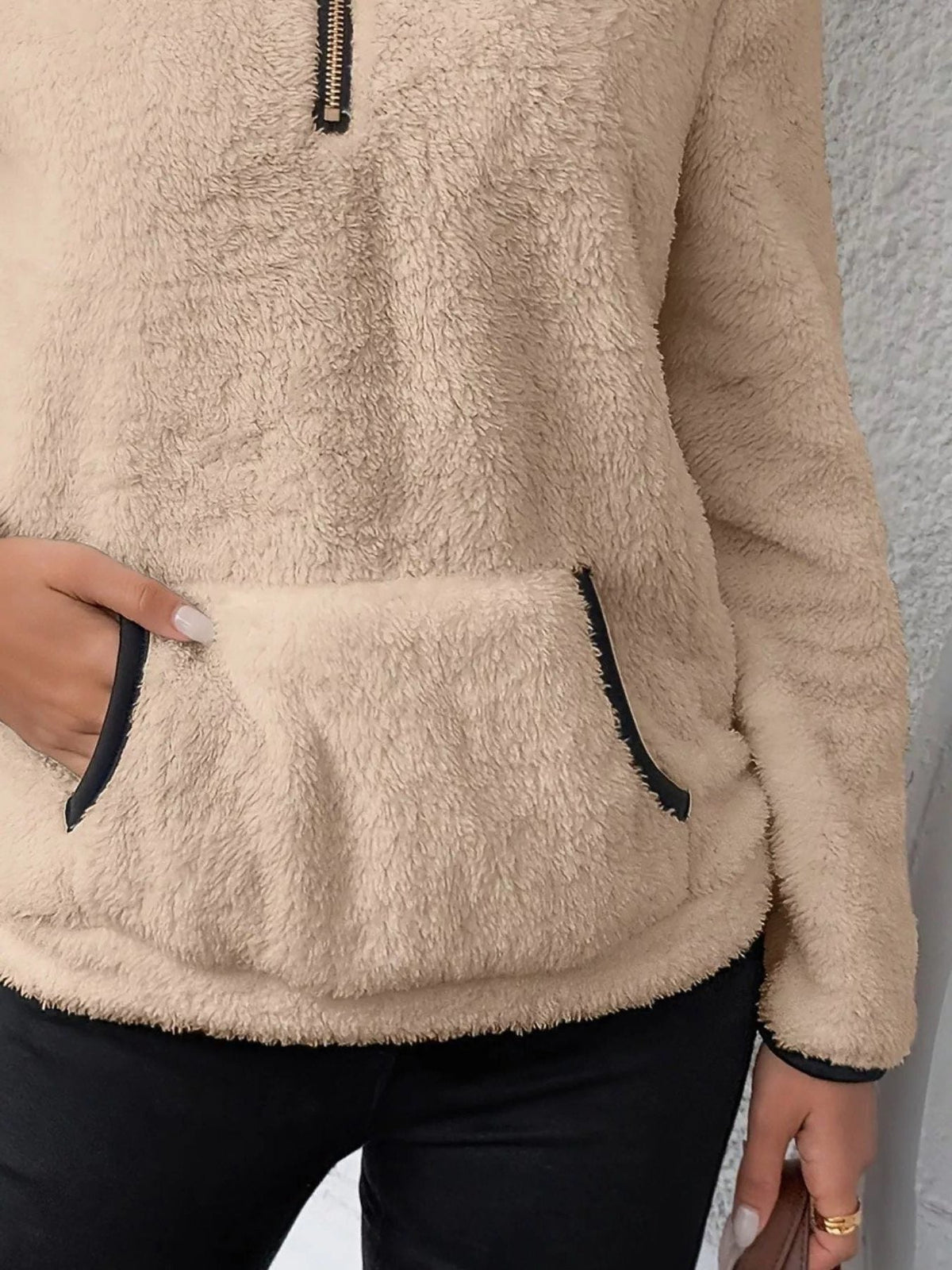Women's Sherpa Fleece Half-Zip Kangaroo Pocket Pullover
