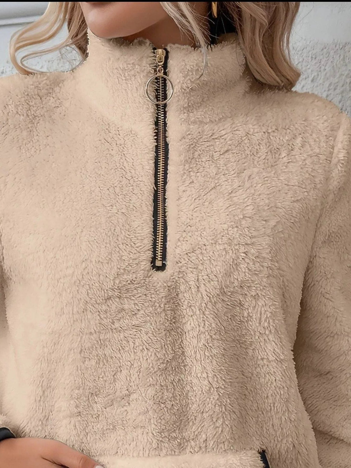 Women's Sherpa Fleece Half-Zip Kangaroo Pocket Pullover