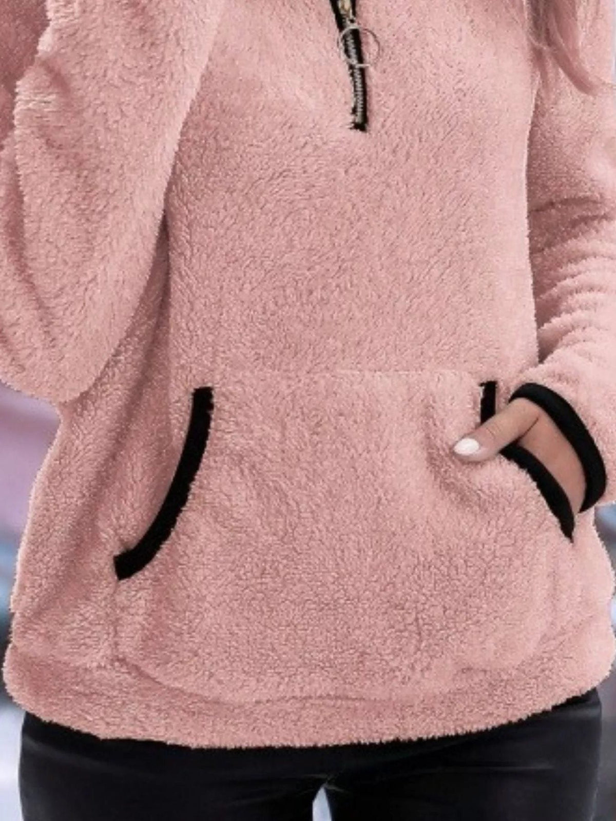 Women's Sherpa Fleece Half-Zip Kangaroo Pocket Pullover