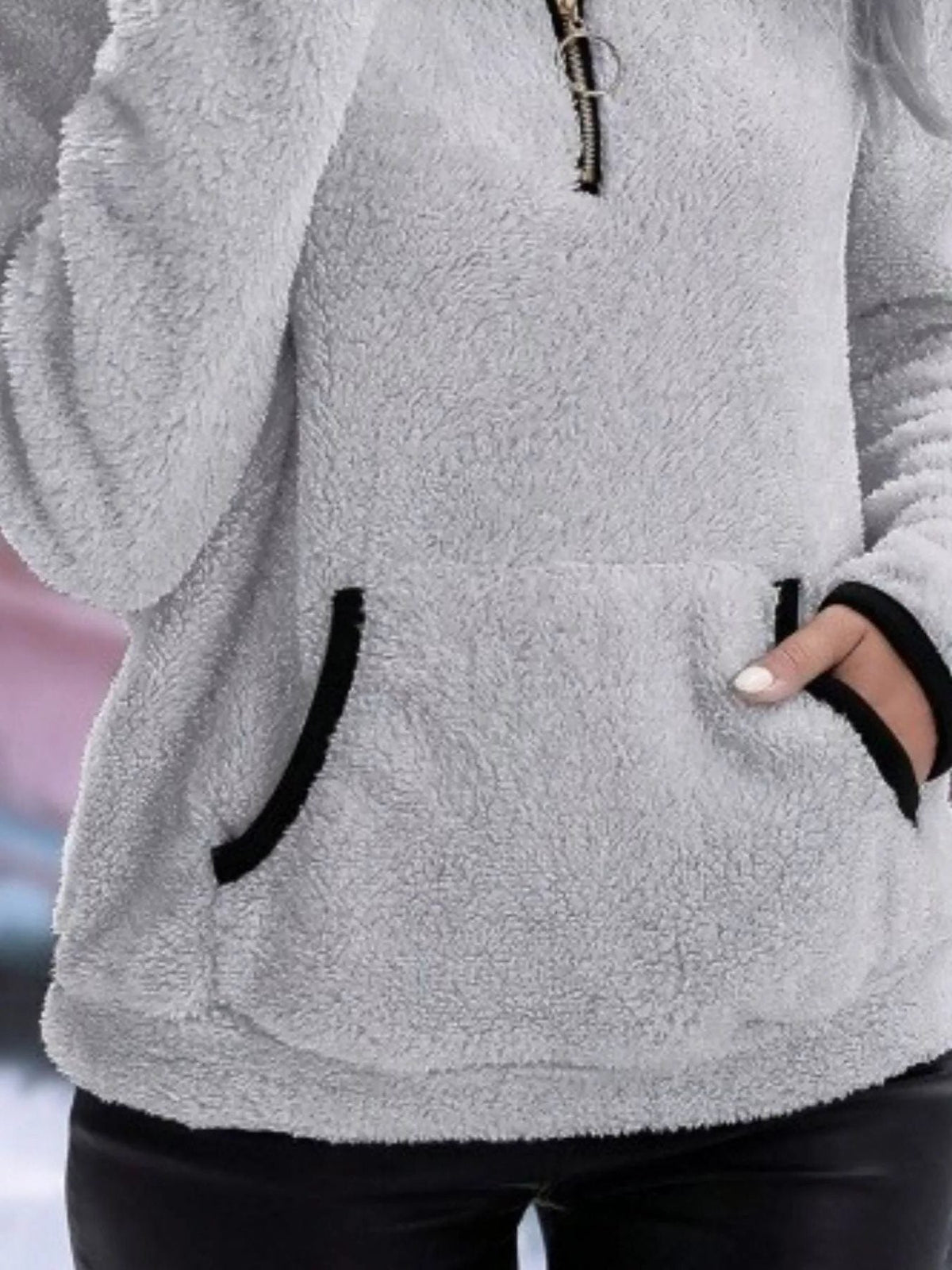 Women's Sherpa Fleece Half-Zip Kangaroo Pocket Pullover