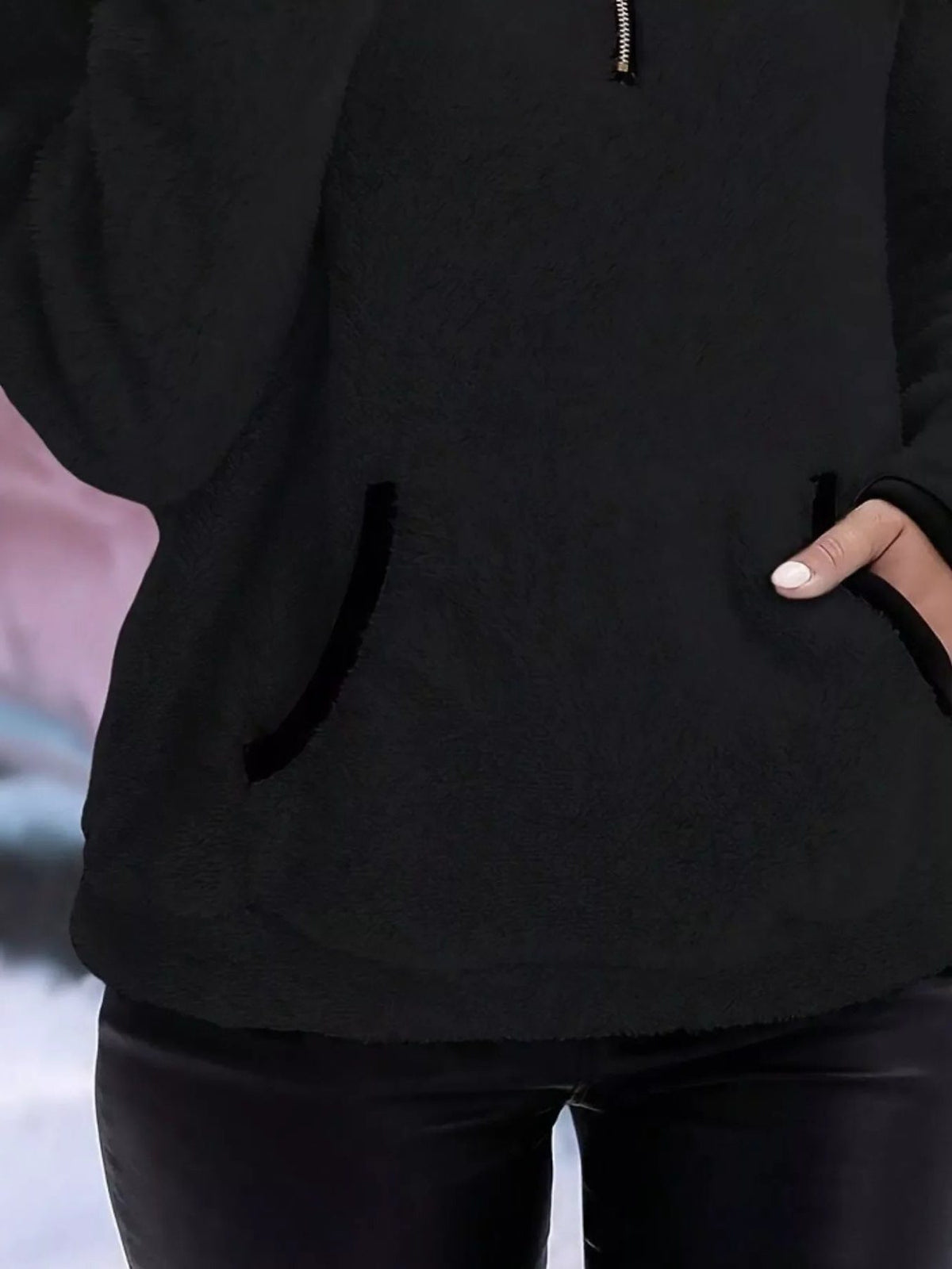 Women's Sherpa Fleece Half-Zip Kangaroo Pocket Pullover