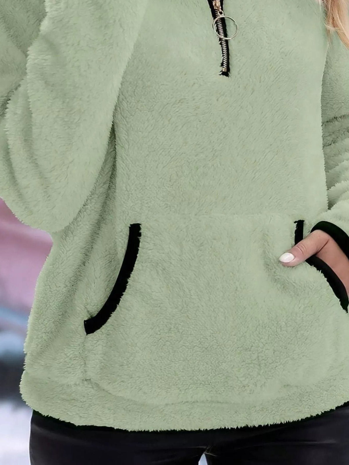 Women's Sherpa Fleece Half-Zip Kangaroo Pocket Pullover