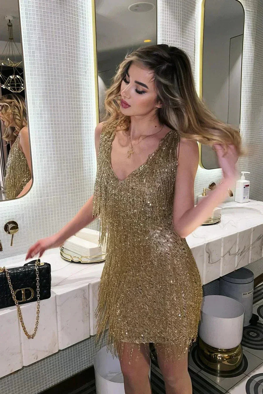Zafira | Sequin Christmas Party Mini Dress