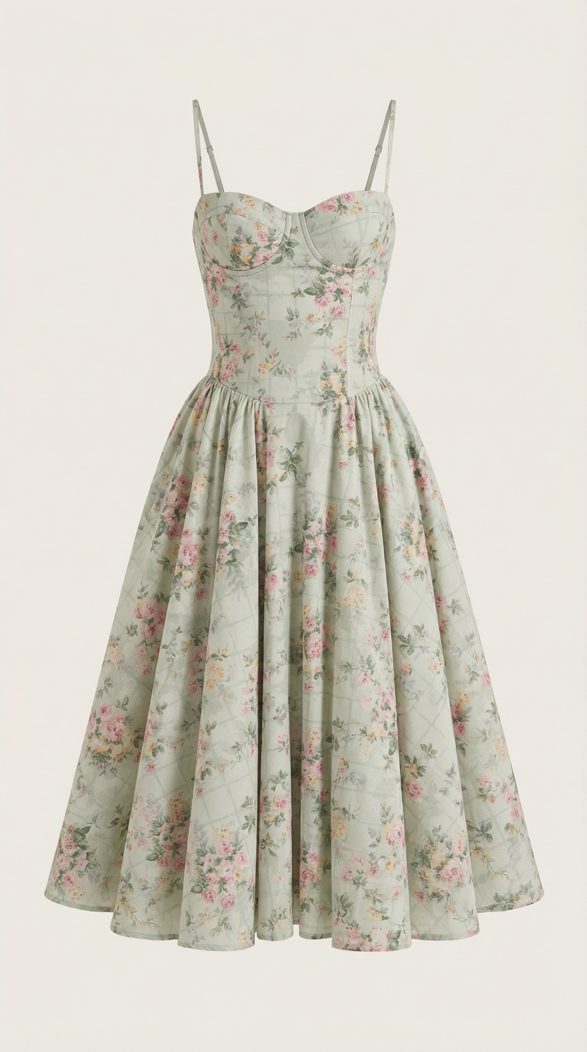 Ulva | Floral Corset Christmas Party Midi Dress