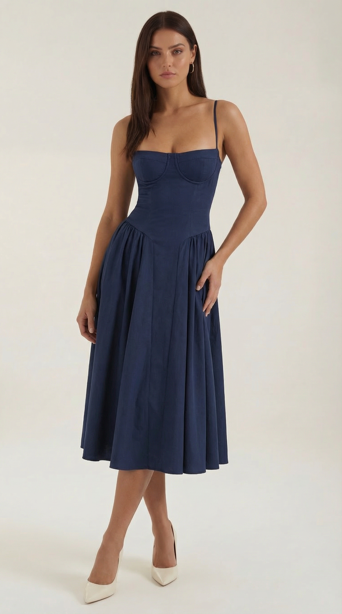 Ulva | Floral Corset Christmas Party Midi Dress
