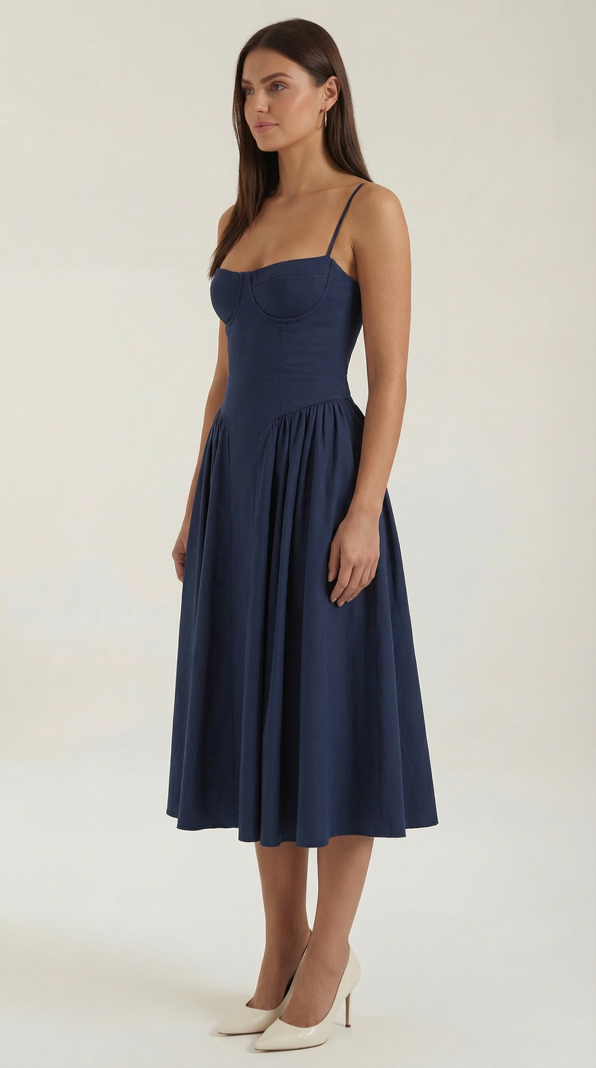 Ulva | Floral Corset Christmas Party Midi Dress