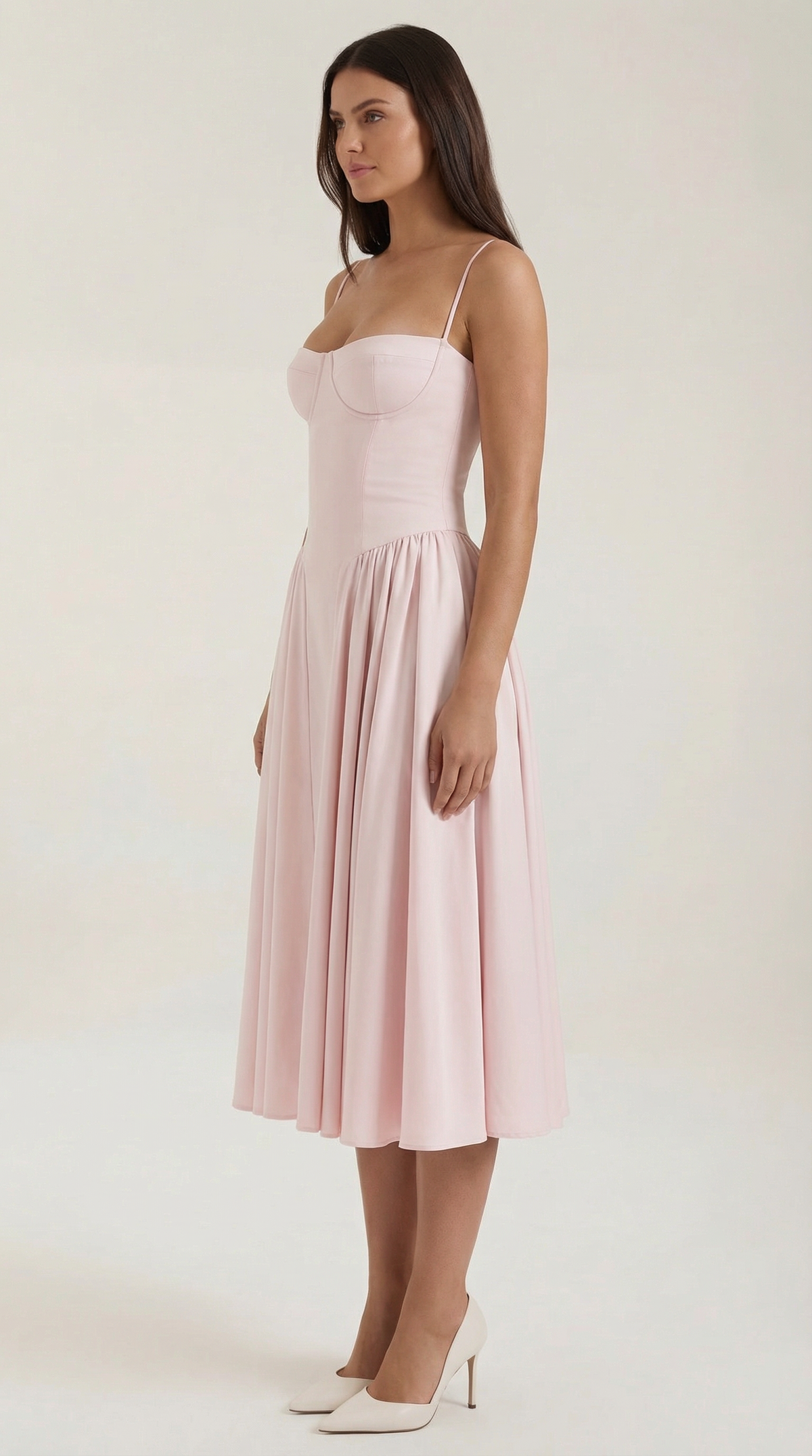 Ulva | Floral Corset Christmas Party Midi Dress
