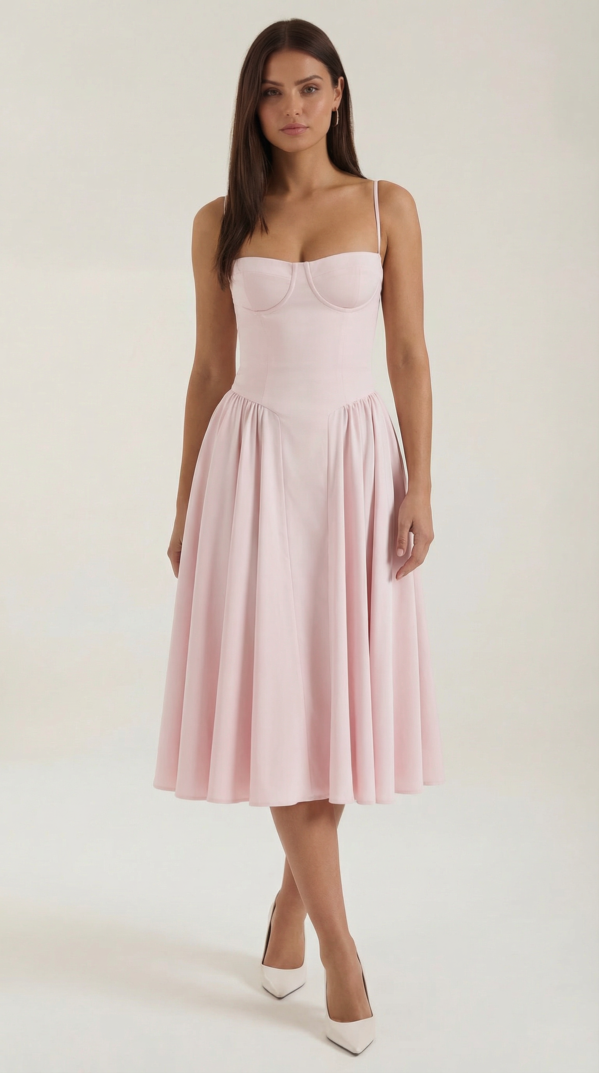 Ulva | Floral Corset Christmas Party Midi Dress