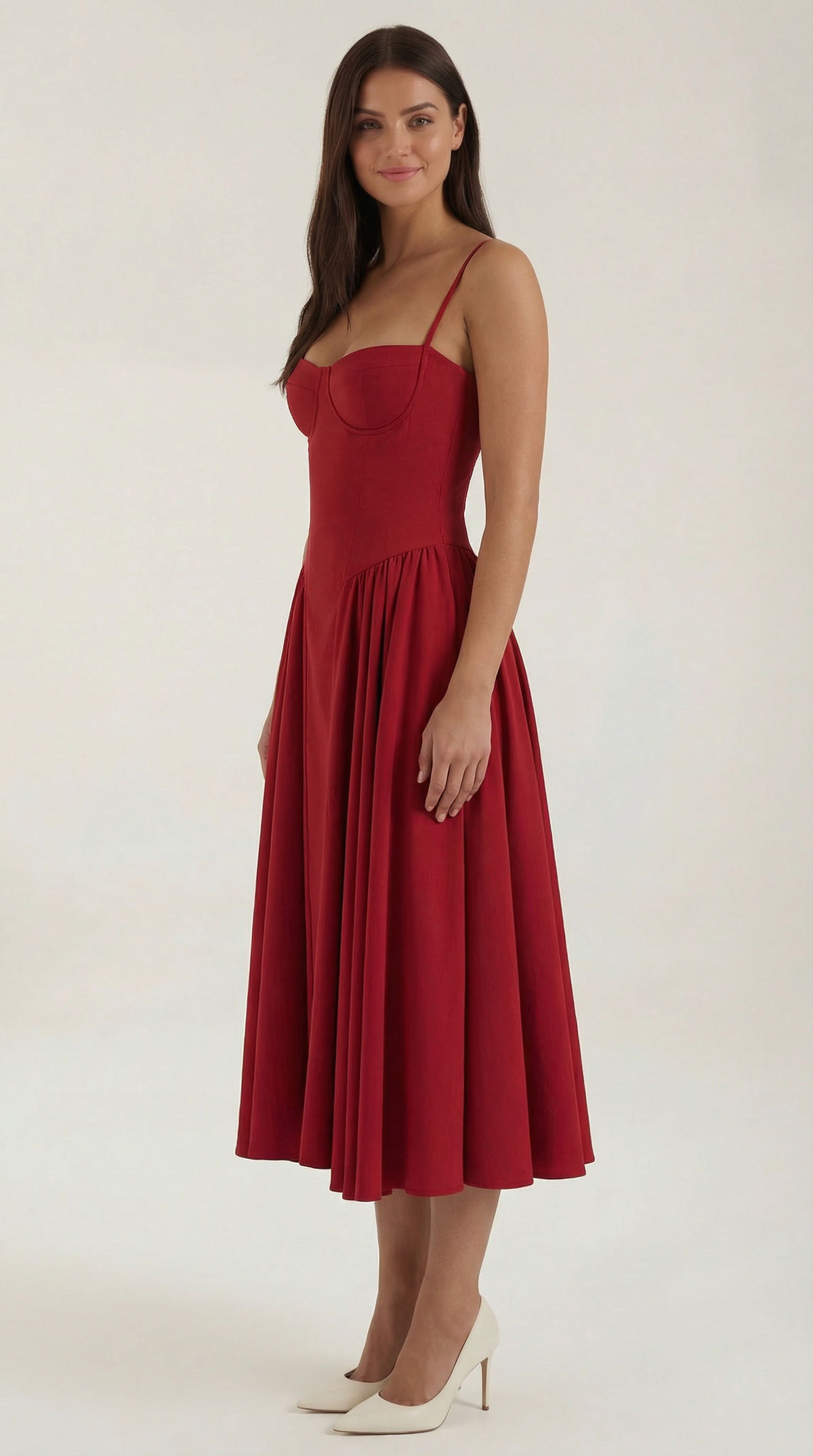 Ulva | Floral Corset Christmas Party Midi Dress