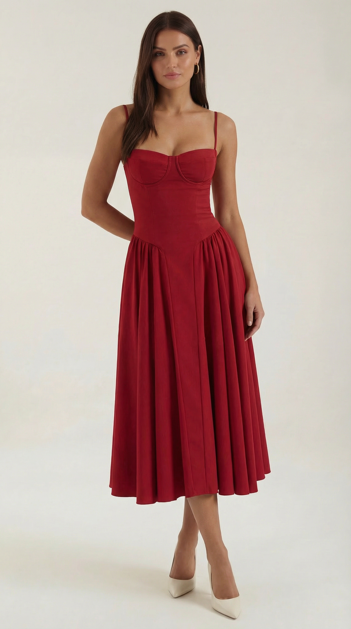 Ulva | Floral Corset Christmas Party Midi Dress