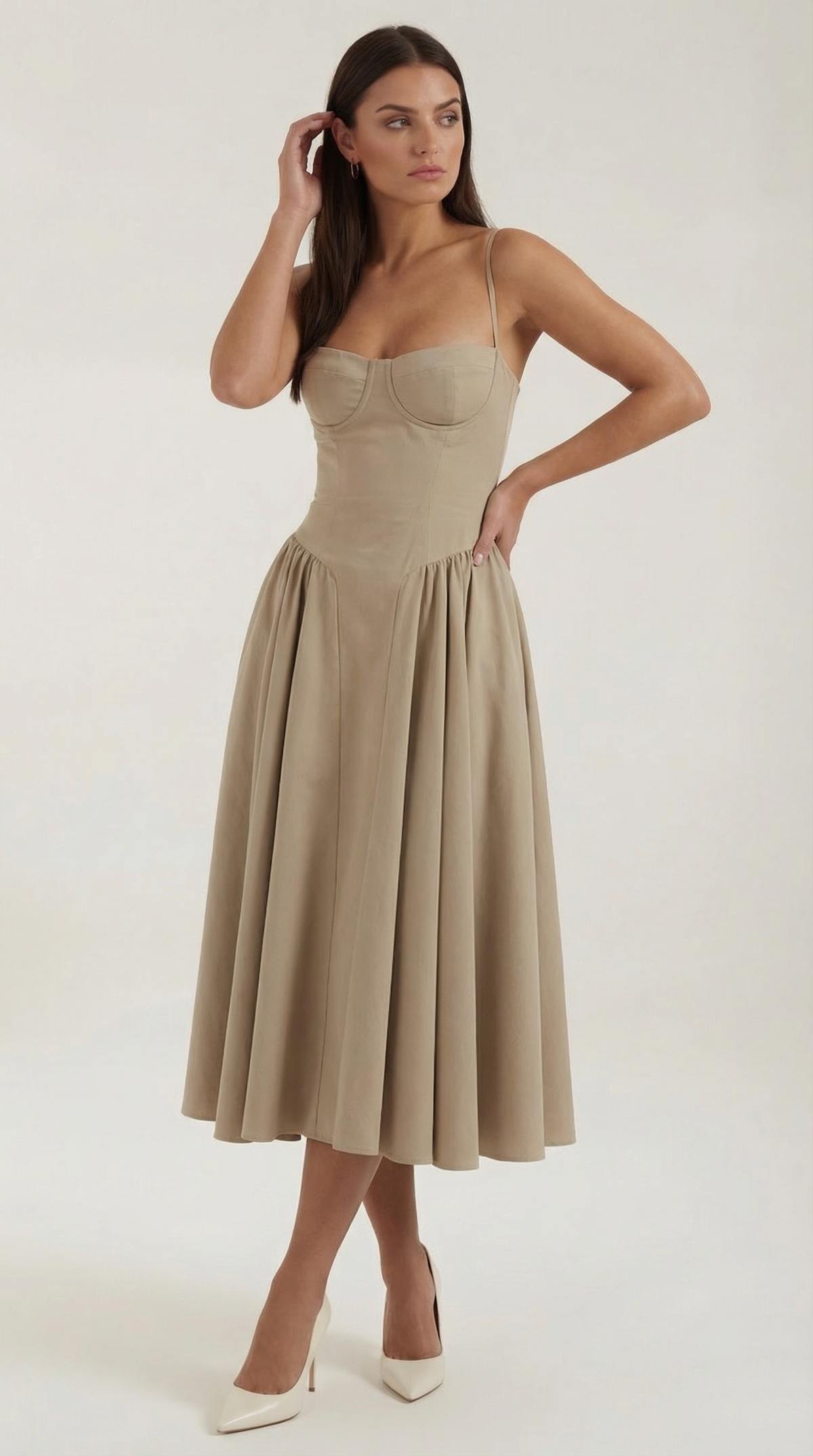Ulva | Floral Corset Christmas Party Midi Dress