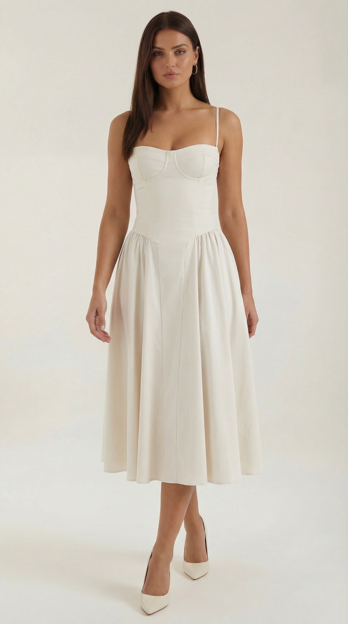 Ulva | Floral Corset Christmas Party Midi Dress