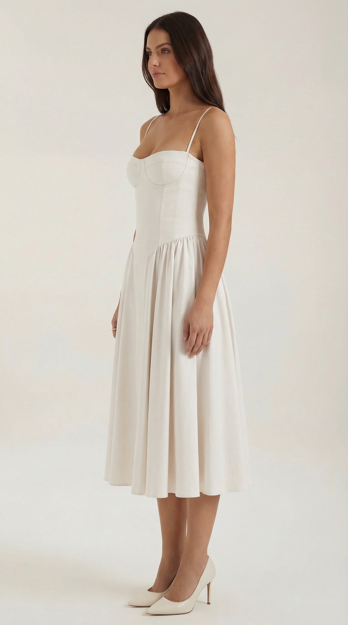 Ulva | Floral Corset Christmas Party Midi Dress