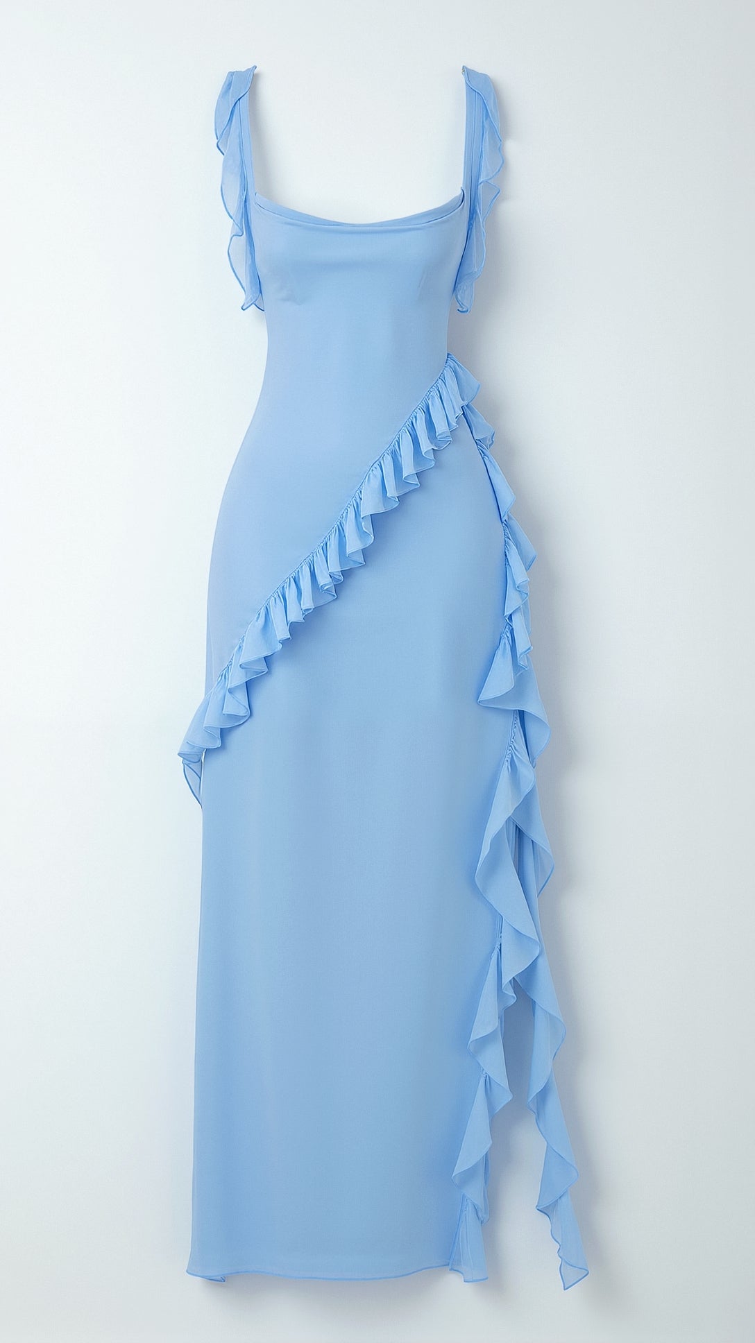 Amara | Women's Ruffle Party Maxi Dress with Front Slit