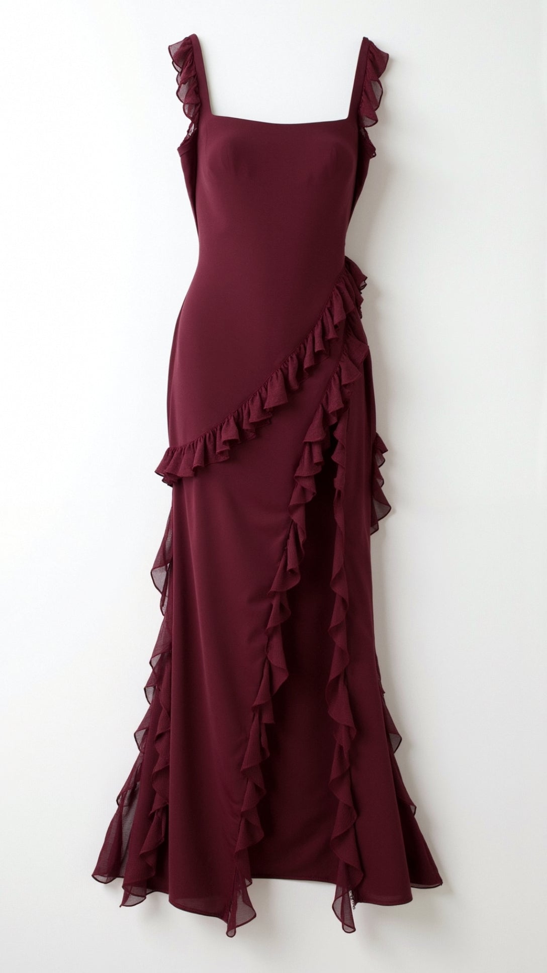 Amara | Women's Ruffle Party Maxi Dress with Front Slit