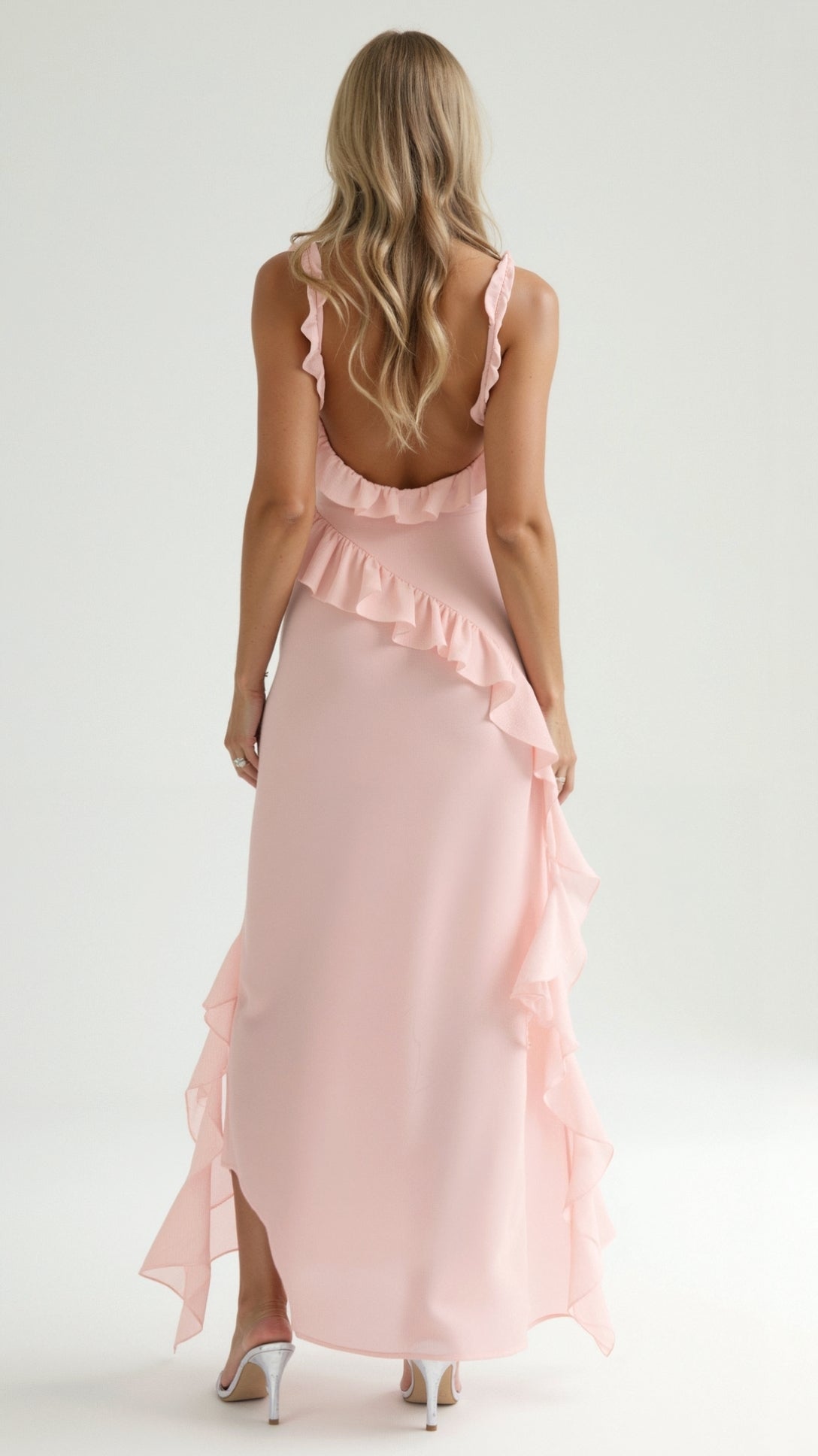 Amara | Women's Ruffle Party Maxi Dress with Front Slit