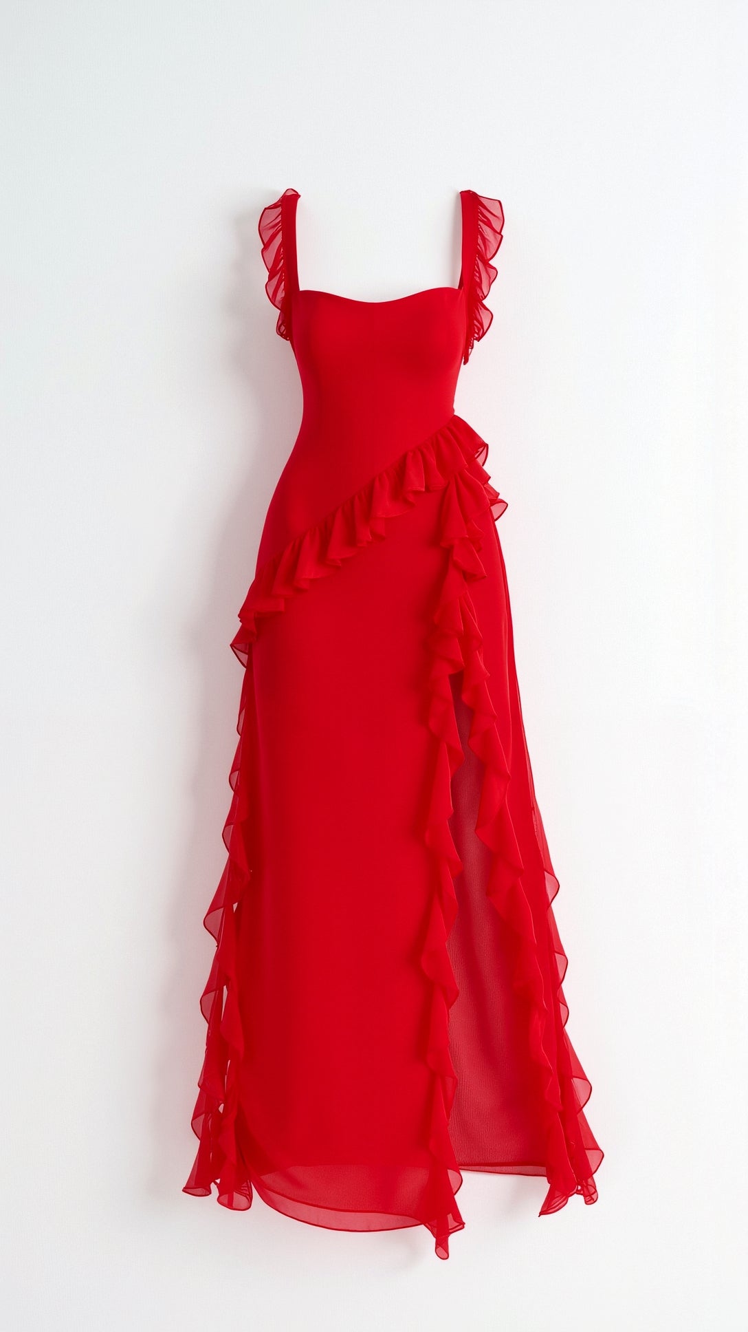 Amara | Women's Ruffle Party Maxi Dress with Front Slit