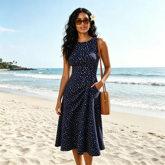 Elodie | Elegant Polka Dot Midi Dress
