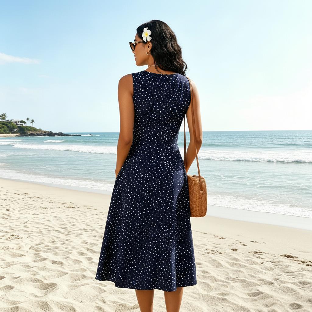 Elodie | Elegant Polka Dot Midi Dress