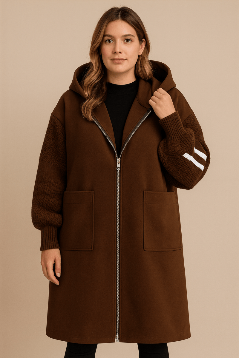 Romilly | Women's Oversized Longline Hooded Wool-Look Coat