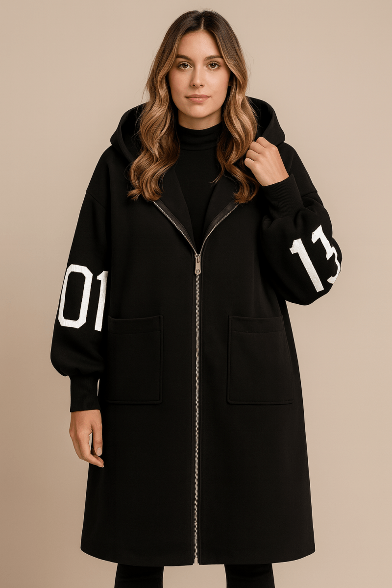 Romilly | Women's Oversized Longline Hooded Wool-Look Coat