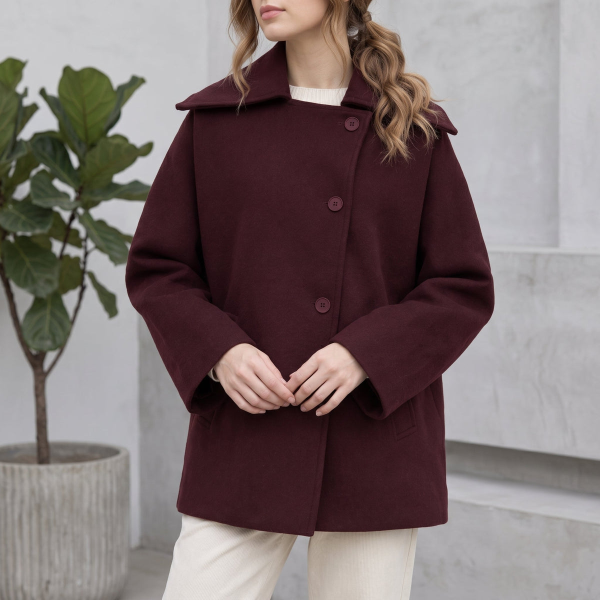 Elvara | Women's Oversized Longline Cocoon Notch-Collar Winter Coat