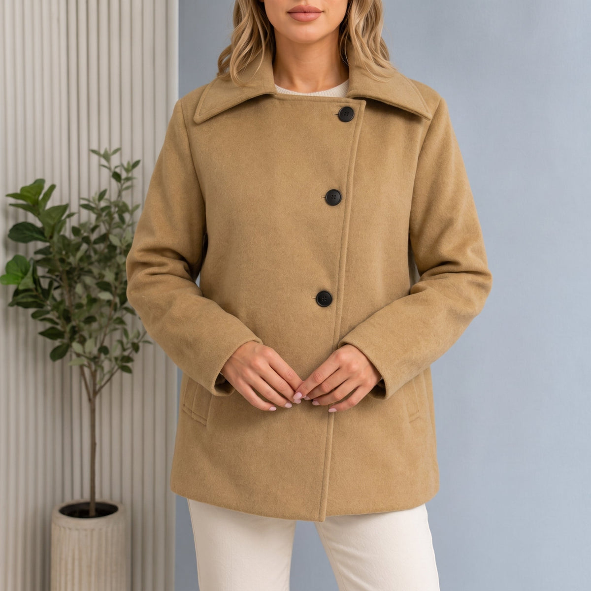 Elvara | Women's Oversized Longline Cocoon Notch-Collar Winter Coat