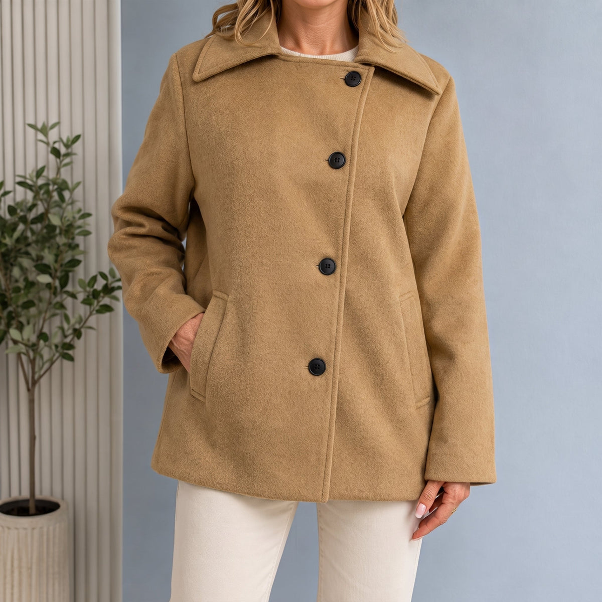 Elvara | Women's Oversized Longline Cocoon Notch-Collar Winter Coat